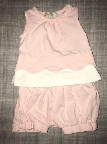 Kate Spade New York Pink White Scallop Tank Shorts Outfit 6 Months Baby Girls