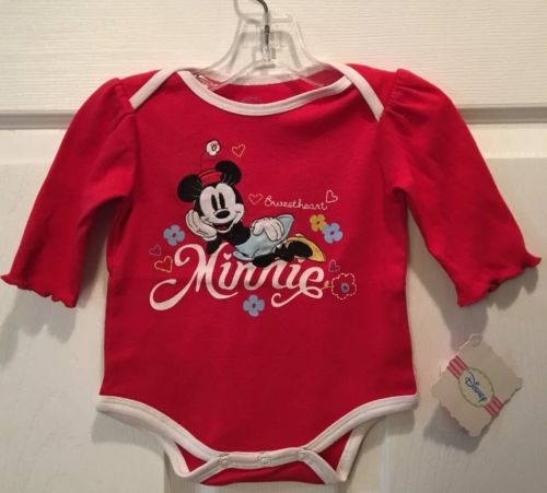NWT Disney Baby Size 0-3 Months Red Minnie Mouse One Piece Top
