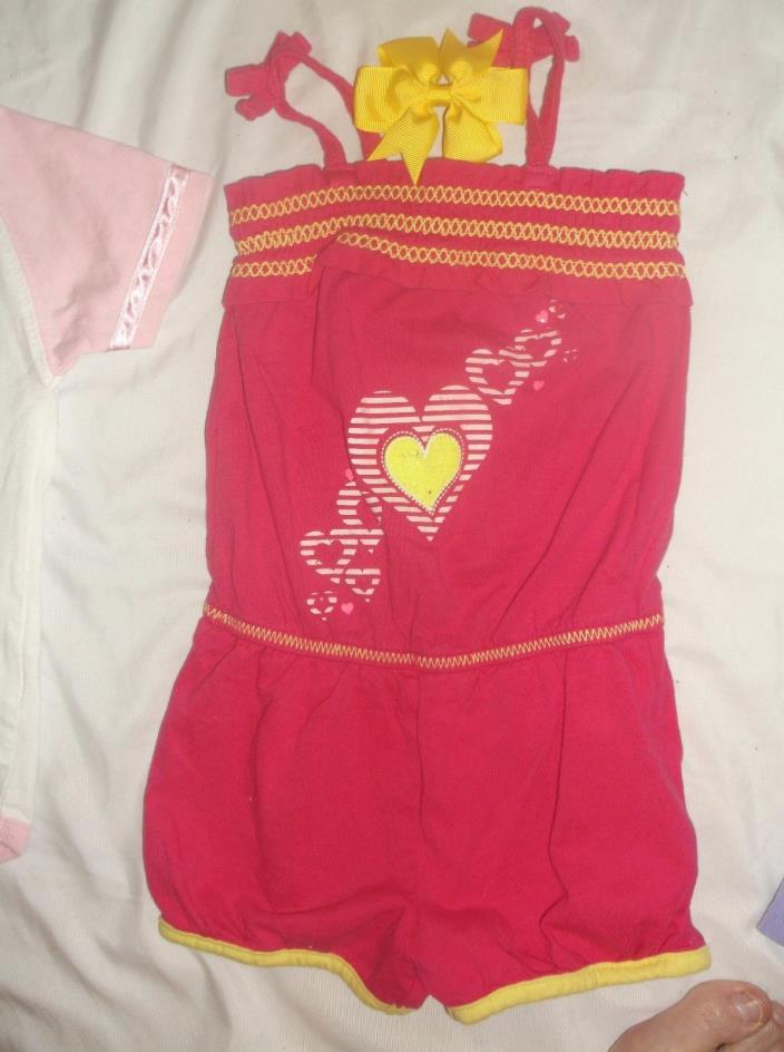CUTE ROMPER ??24 M?? Pink w Smocking at Top w Hearts *BOW