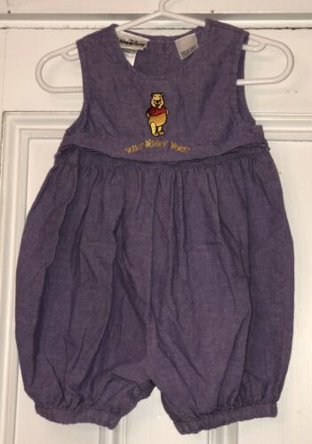Walt Disney World Baby Girls Purple Winnie The Pooh Appliqué Bubble Romper 12m