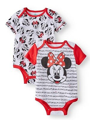 NWOT 12 MO. DISNEY BABY SHORT SLEEVE MINNIE MOUSE 2-PACK BODYSUITS
