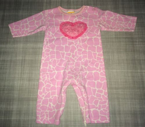 Sweet Potatoes Boutique Giraffe Print Heart Romper Pink Baby Girls 0 3 Months