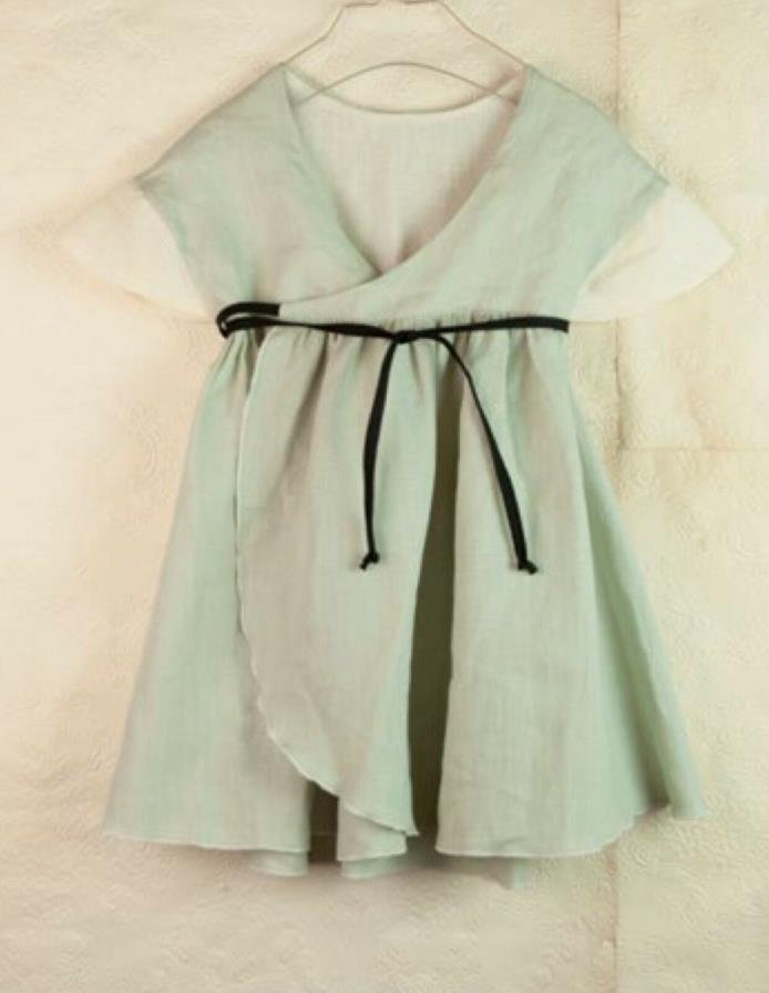 Brand new with tags Popelin linen wrap dress in size 2 years colour light green