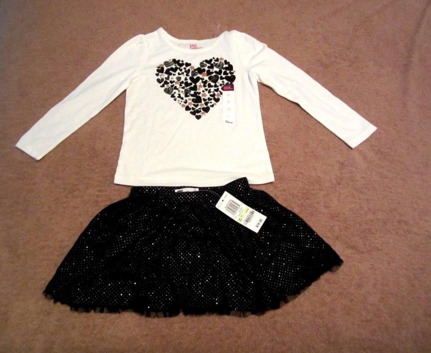 Baby Girls Toddler Epic Threads Black/Gold Sparkle Heart Skirt Outfit Size 4T
