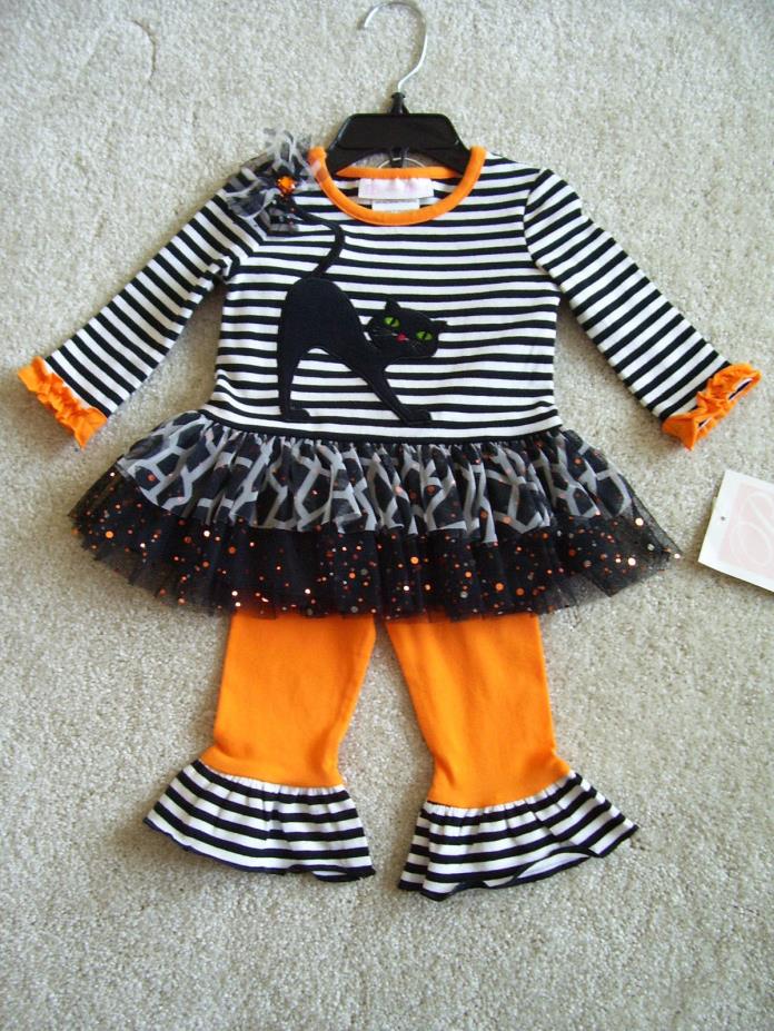 Bonnie Baby Halloween Black Cat 2 pc Outfit Size 3-6 mo NWT