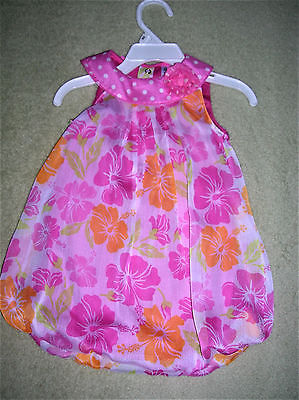 ?FALL?NEW?UNIQUE BUBBLE DRESS? 18M ?SLEEVELESS?PINK ORANGE FLOWERS?SNAP CROTCH ?