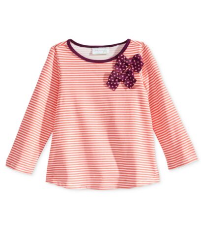 First Impressions Baby Girls’ Long-Sleeve Stripes & Bows Top 24 Months - Pink