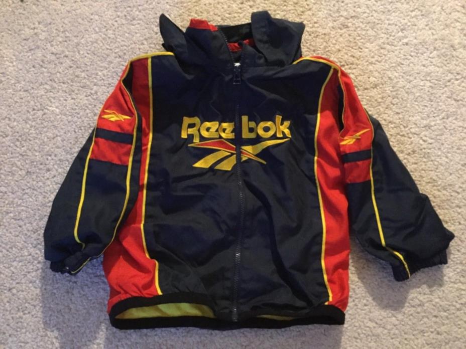 Reebok Black/Red/Yellow Windbreaker Jacket w/ Hood Size 24 Months