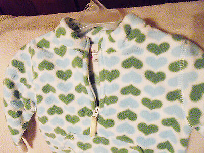 OLD NAVY TODDLER FLEECE PULLOVER JACKET WITH GREEN/BLUE HEARTS...SIZE 2T