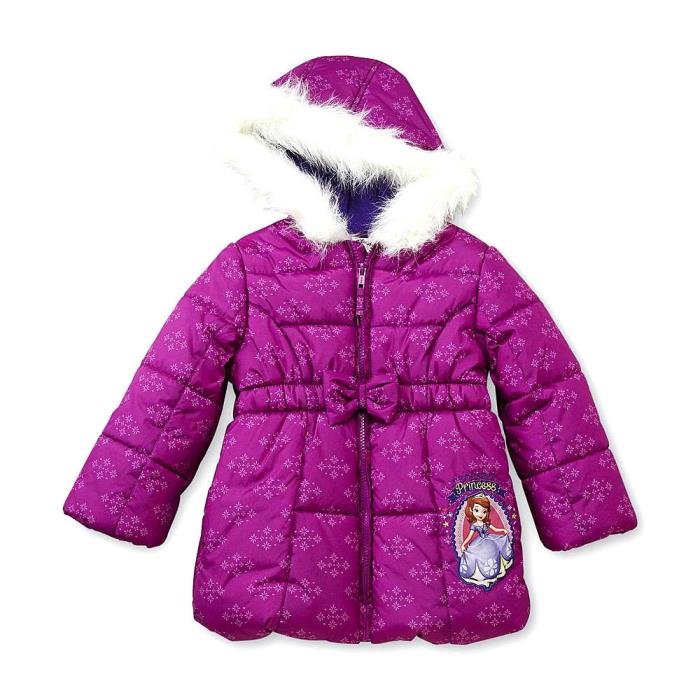 Disney Sofia the First Hooded Puffer Jacket size 3T New w/Tags
