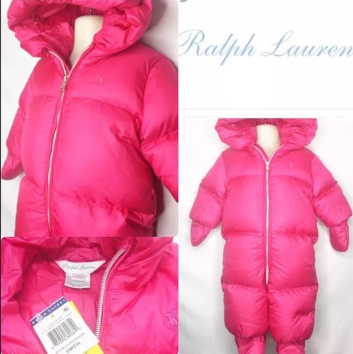 Ralph Lauren Snowsuit Down NWT 6 Months Mittens Booties Bunting Puffer Coat