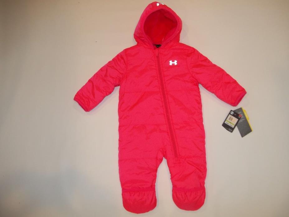 UNDER ARMOUR Winter Bunting PINK Hooded SNOWSUIT Baby Girls Sz 3 - 6 Months NEW
