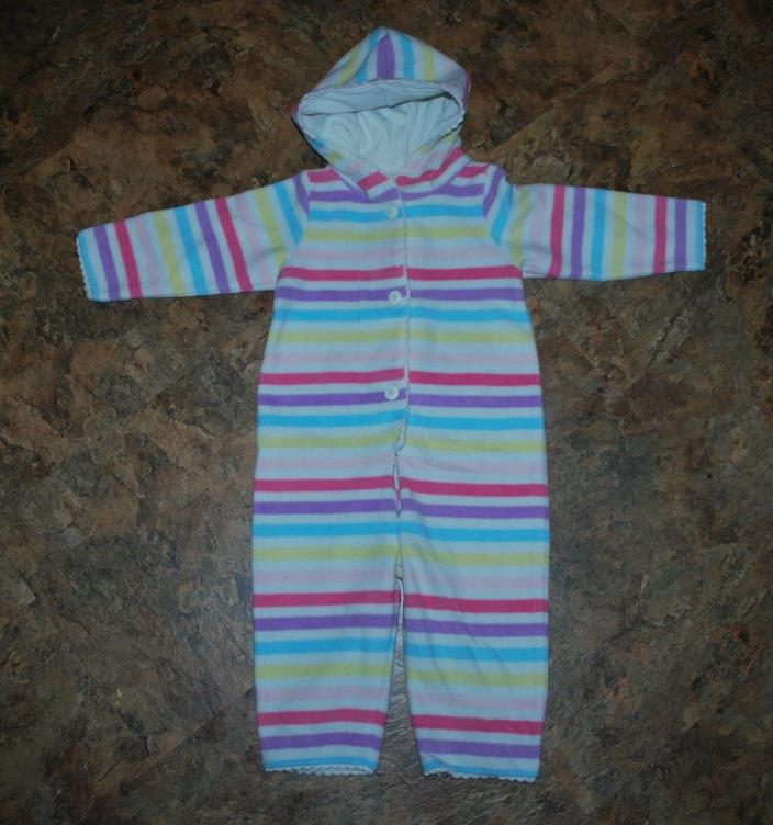 Old Navy Baby Girl Stripe Fleece Jumpsuit Sz 12-18 Months