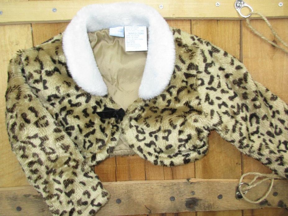 Disney Girls size 24 Months Cheetah Animal Print Faux Fur Coat BH104