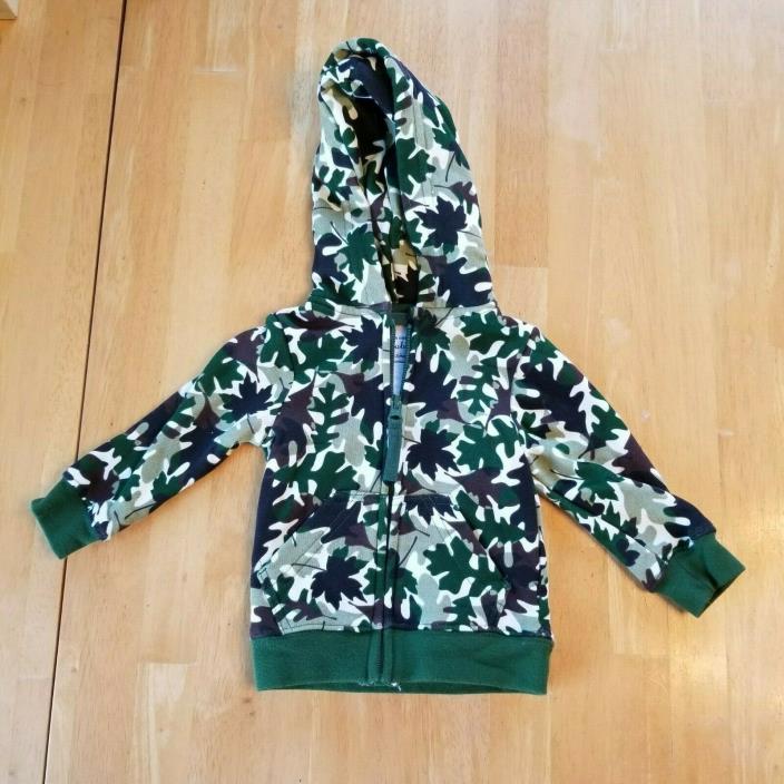 Falls Creek Baby Boy Zip Front Hooded Sweatshirt Green Camouflage Size 0-3M