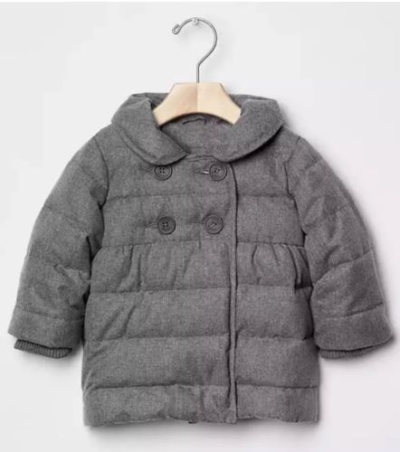 NWT Baby Gap Girl Gray Puffer Coat Jacket Water Resistant Fleece Lined Sz 12-18M