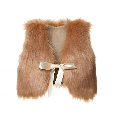 XBRECO Toddler Girl Faux Fur Vest Coat Winter Warm Waistcoat Outerwear 3-4 Light