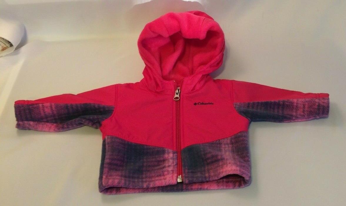 Columbia Full Zip Fleece Jacket Baby Sz 0/3 Months Hot Pink & Grey