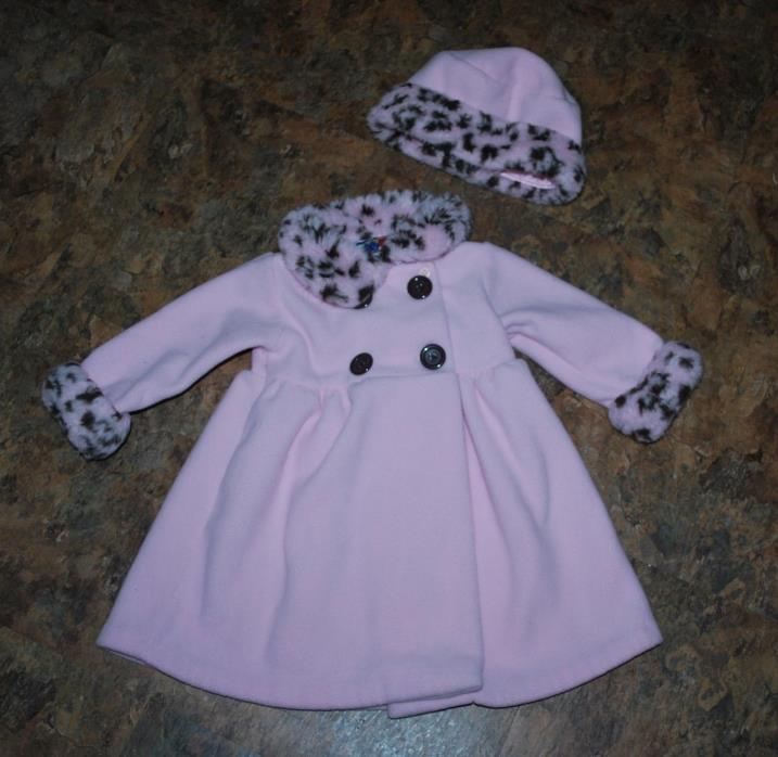 Pete's Partner GOOD LAD Baby Girls 18M Pink Cheetah Trim Fleece Coat & Hat