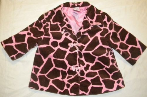 Gymboree Giraffe Club Girls Pink Faux Suede Brown Coat Jacket Size 12 18 months