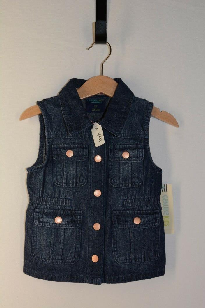 R 491 Genuine Kids Baby Girl Outerwear Vest Jean Size 2T Blue Sleeveless
