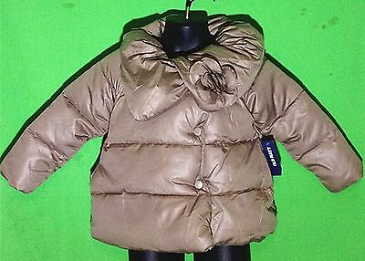 NWT OLD NAVY girl's tan color Collar w/flower puffer outerwear jacket size18-24M