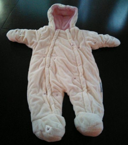 White Teddy Bear 3-6M Super Soft Baby Sleeper CUTE AND SWEET PINK Hoodie WARM