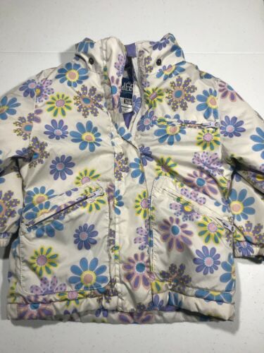 Ice Blue Girls Toddler Jacket Size 4T White Purple Floral Zip Up