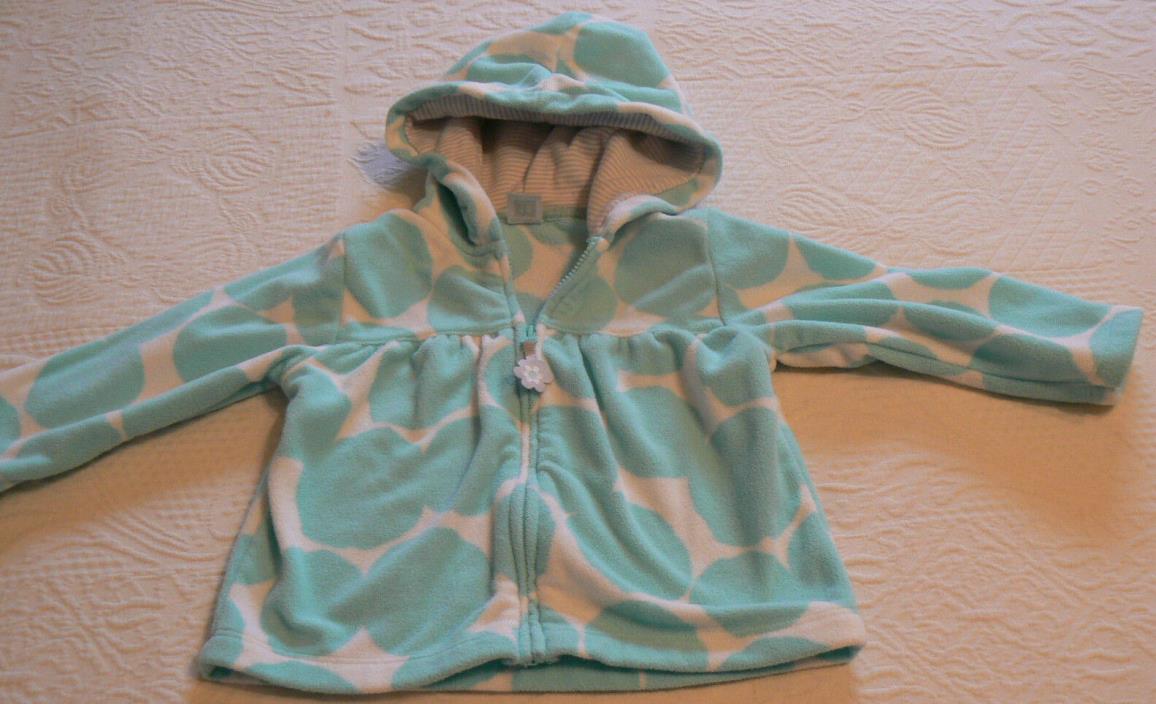 Carter's 18 month hoodie,large aqua polka dots,zip up,SUPER SOFT!! fleece CUTE!