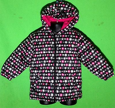 NWT FADED GLORY baby girl's multi-color puffer outerwear hoodie jacket size--24M