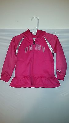 Toddler Girls Puma Pink / Silver Sparkly Zip Up Long Sleeve Hoodie 24M
