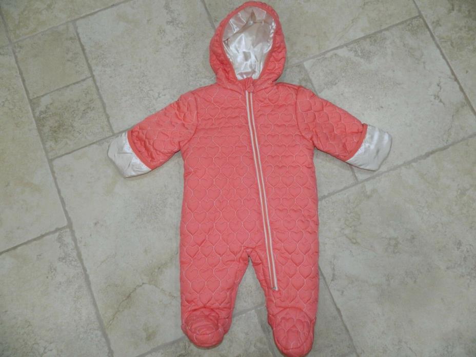 NEW Wippette Kids Peach Hearts Zip Front Baby Girl Snowsuit sz 3-6 mo