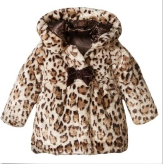 New Pistachio Faux-Fur Animal-Print Jacket - Toddler Girls Sizes 3T 4T