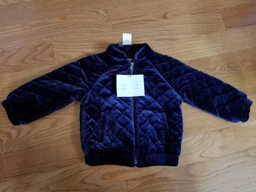 Baby GAP GIRLS Jacket Velvet Quilted Jersey- Lined Size 2 Years