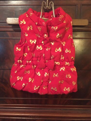 Healthtex Baby Size 12mo Girls Puffer Red Ribbon Vest ~