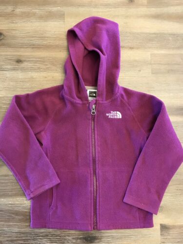 The North Face Polartec Girl Purple Fleece Full Zip Jacket Size 4T For Kids Hood