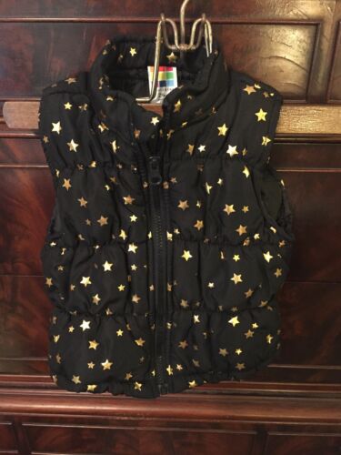 Healthtex Size 24mo Black Puffer Vest With Gold Stars ~