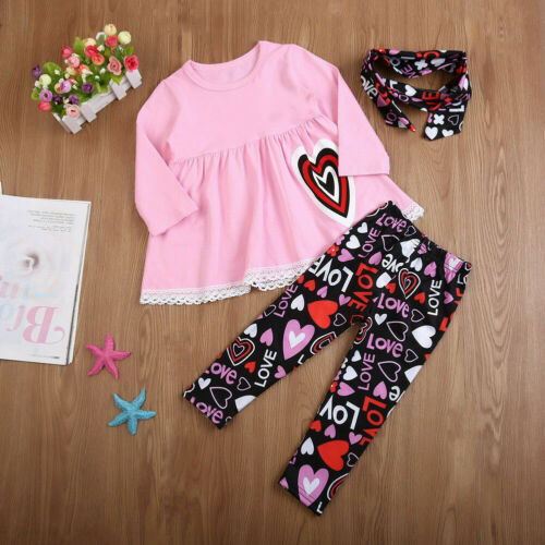 US Newborn Kid Baby Girl Clothes Hooded Tops Pants Autumn Outfits Sets Tracksuit