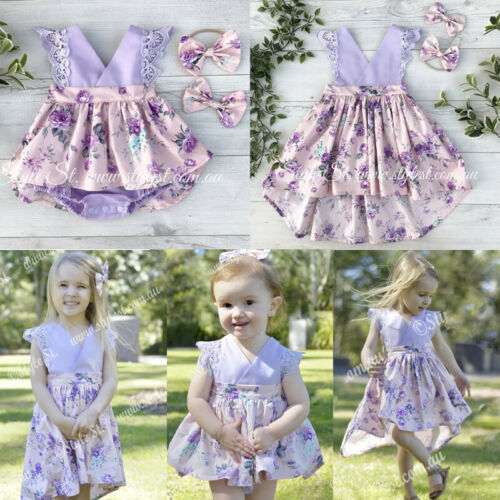 USA Matching Sister Kid Baby Girls Floral Romper Bodysuit Jumpsuit Dress Clothes