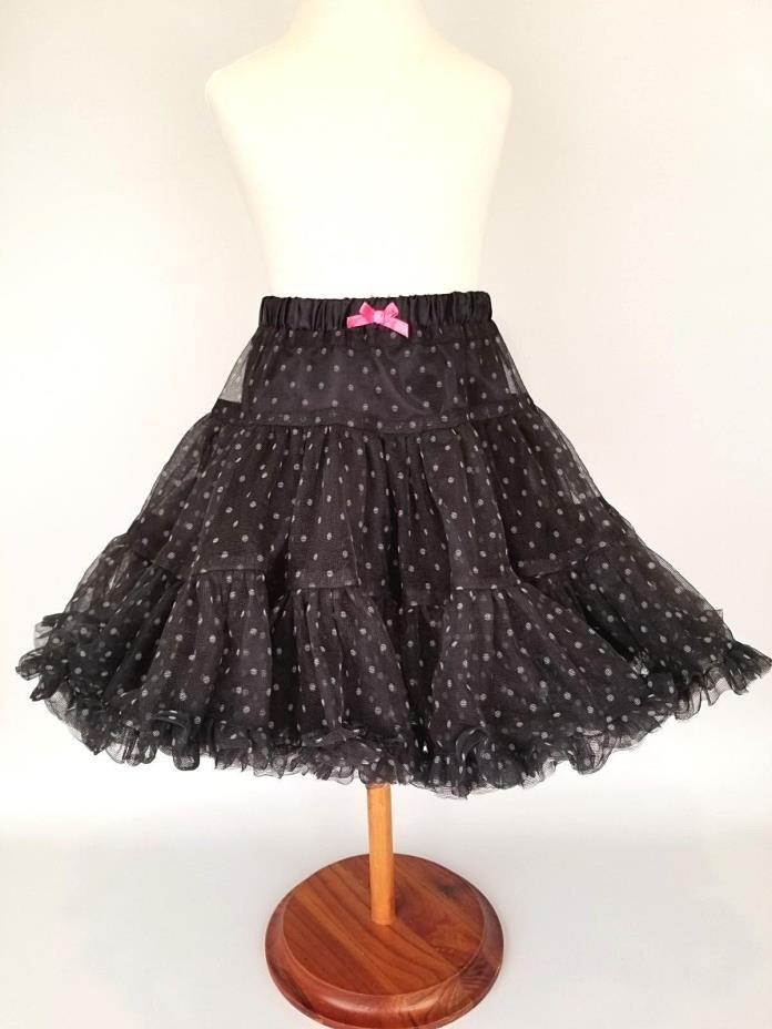 Osh Kosh Black Polka Dot Tulle Tutu Petticoat Skirt Fully Lined Sz 3T
