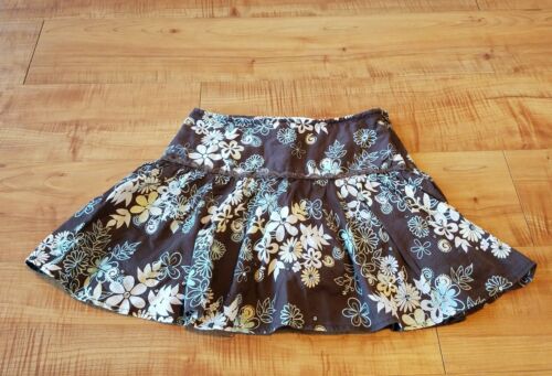 Girls Limited Too Brown White Blue Flower Skirt Size 10 (U24)