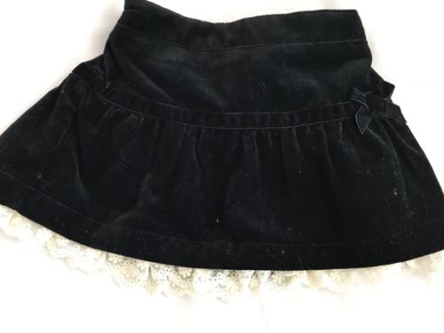 NEW Children's Place 18 month girls Black Velvety Skirt with ivory lace trim