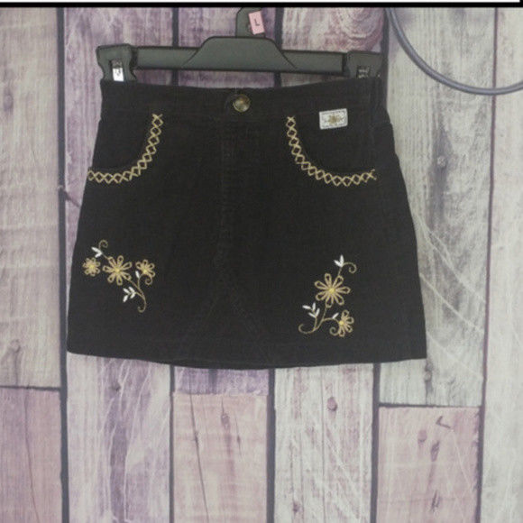 girls size 2T corduroy skirt gold embroidered AC28