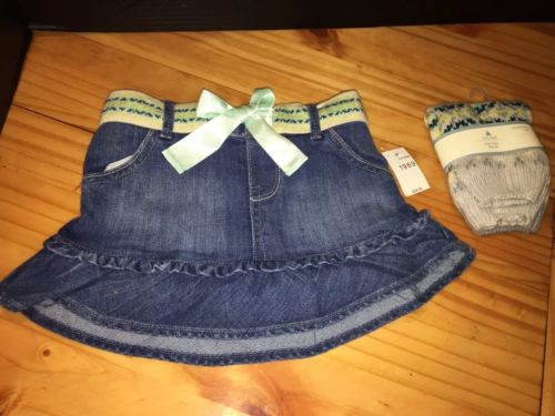 Gap babyGap Denim Skirt & Leg Warmers sz 2 Toddler NWT