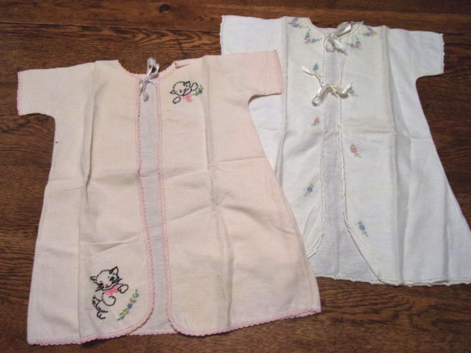 2 VINTAGE COLLECTIBLE NEWBORN BABY GOWNS SLEEPWEAR