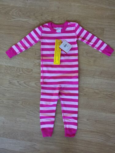 New Girls Hanna Andersson Pajama Set Tip Bottoms Pink Striped Size 85 cm US 2T