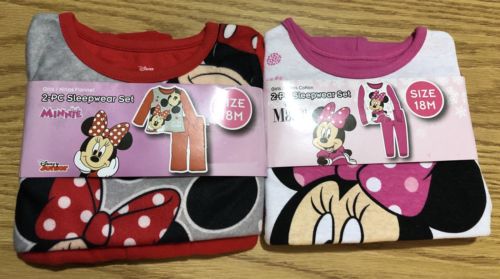 2 Girl's Size 18M 2-Pc. Sleepwear 1 Disney's Jr Minnie & 1 Disney's Minnie Mouse