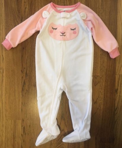 New Without Tags- Baby/Toddler Girls Footed Pajamas Size 18 Months: Lamb/Sheep