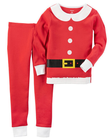 NWT Girls CARTER'S 2 Piece Snug Fit Santa Suit Pajamas PJs Holiday Christmas 18M