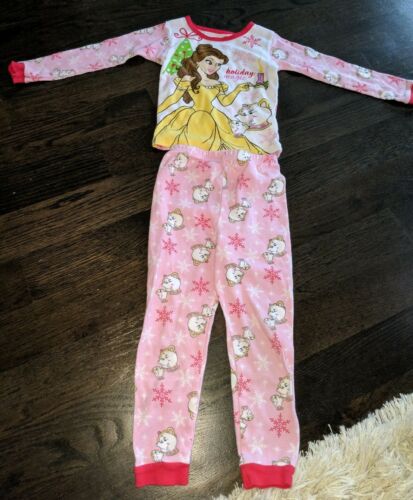 Disney Toddler Beauty & the Beast 2 Piece Belle Pajamas Holiday Magic Winter 5T